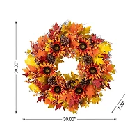 Glitzhome 30" Oversized Sunflower Wreath