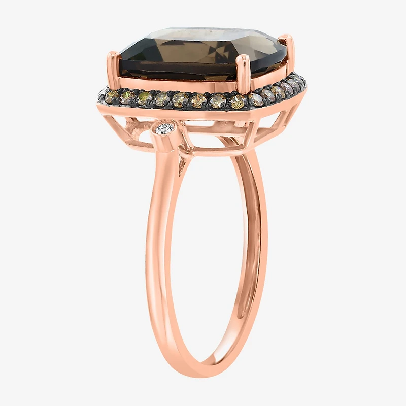 Effy Final Call Limited Quantities! Womens 1/4 CT. T.W. Genuine Smoky Quartz 14K Rose Gold Cushion Cocktail Ring