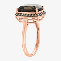 Effy Final Call Limited Quantities! Womens 1/4 CT. T.W. Genuine Smoky Quartz 14K Rose Gold Cushion Cocktail Ring