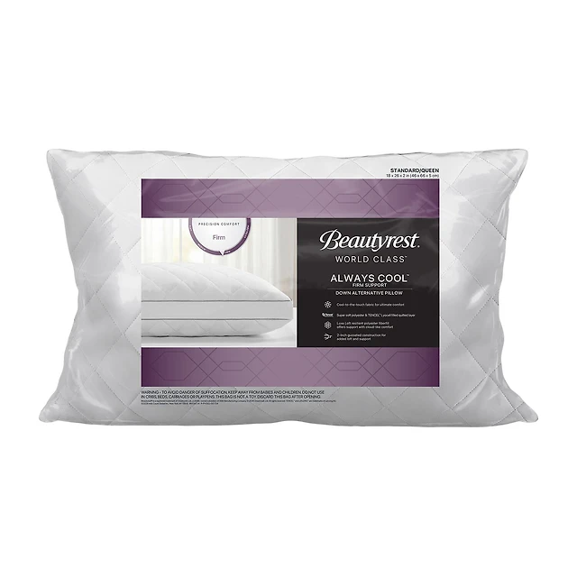 Beautyrest Cooling Quilted Down Alternative Firm Density Bed Pillow