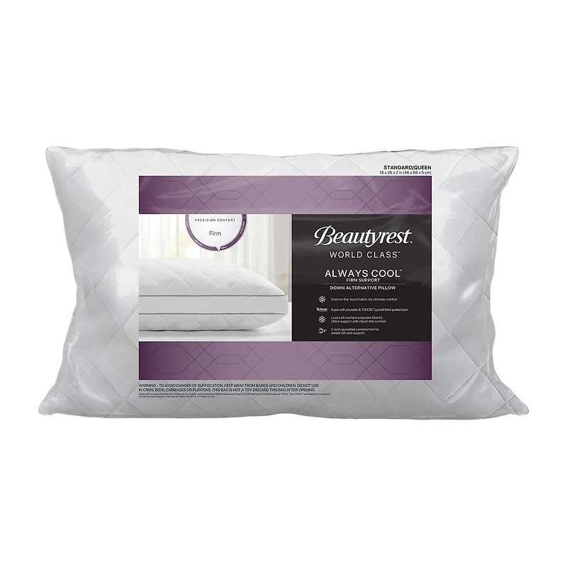 Beautyrest Cooling Quilted Down Alternative Firm Density Bed Pillow