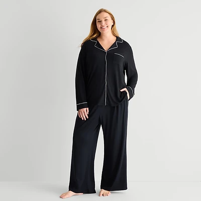 Liz Claiborne Cool and Calm Womens Long Sleeve Pajama Top