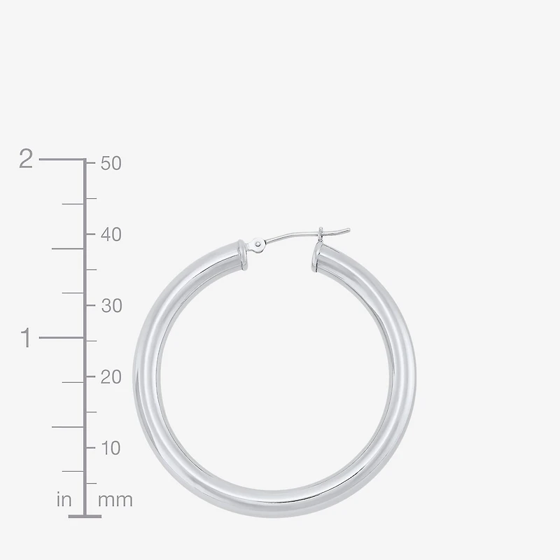 Womens 14K White Gold 40mm Hoop Earrings