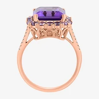 Effy Final Call Limited Quantities! Womens Diamond Accent Genuine Purple Amethyst 14K Rose Gold Halo Cocktail Ring