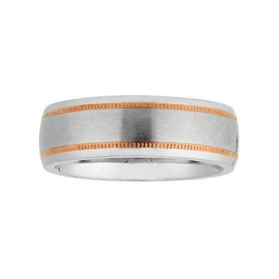 Mens 8MM 10K Rose Gold Cobalt Wedding Band