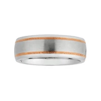 Mens 8MM 10K Rose Gold Cobalt Wedding Band