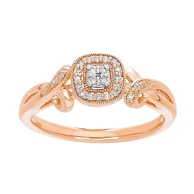 Womens 1/10 CT. T.W. Genuine White Diamond Sterling Silver Promise Ring