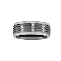Mens 8MM 1/8 CT. T.W. Natural White Diamond Titanium Wedding Band