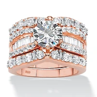 DiamonArt® Womens 4 CT. T.W. White Cubic Zirconia 14K Rose Gold Over Silver Round Bridal Set