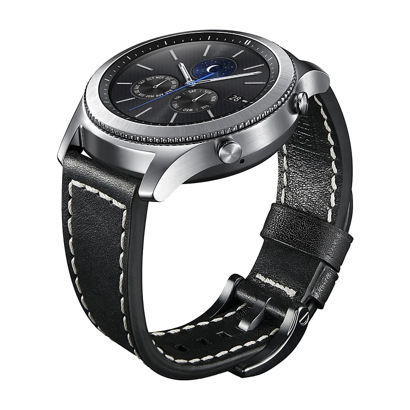 Samsung Galaxy 46mm Compatible Mens Black Leather Watch Band Gp-R765breeeaa