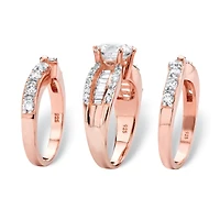 DiamonArt® Womens 4 CT. T.W. White Cubic Zirconia 14K Rose Gold Over Silver Round Bridal Set