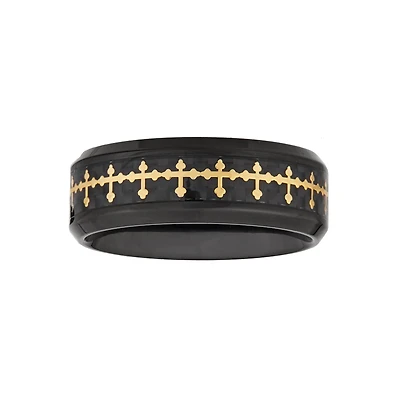 Mens 8MM Stainless Steel Cross Wedding Band