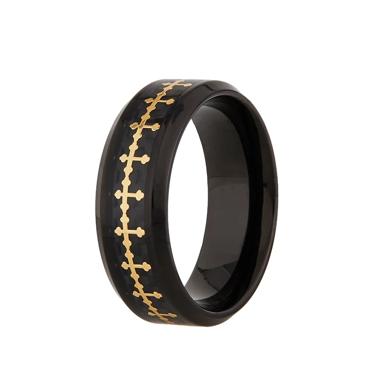 Mens 8MM Stainless Steel Cross Wedding Band