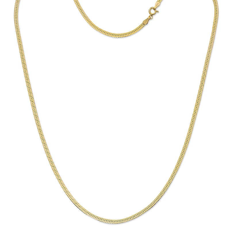 Made in Italy Womens 24K Gold Over Silver Inch Herringbone Chain Necklace
