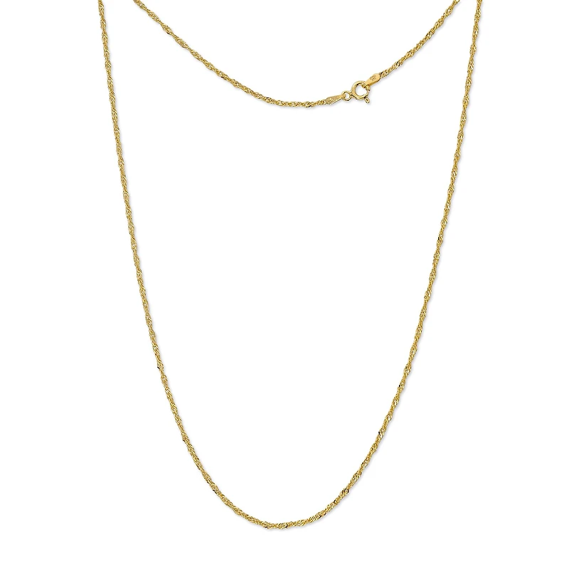 Made Italy Womens 24K Gold Over Silver Sterling 24 Inch Singapore Chain Necklace