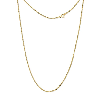 Made Italy Womens 24K Gold Over Silver Sterling 24 Inch Singapore Chain Necklace