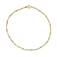 Made in Italy Womens 24K Gold Over Silver Sterling Silver 9 Inch Solid Bead Ankle Bracelet