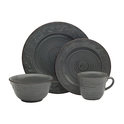 Pfaltzgraff Trellis Gray 16pc 16-pc. Stoneware Dinnerware Set