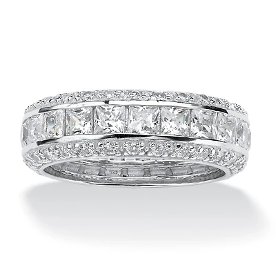 DiamonArt® 7MM 4 1/4 CT. T.W. White Cubic Zirconia Platinum Over Silver Square Band