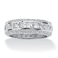 DiamonArt® 7MM 4 1/4 CT. T.W. White Cubic Zirconia Platinum Over Silver Square Band