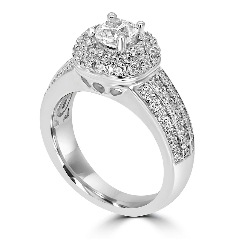 Womens 1 3/4 CT. T.W. Natural White Diamond 14K Gold Cushion Engagement Ring