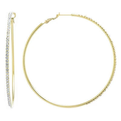 Silver Treasures Pure Silver Over Brass Hoop Earrings