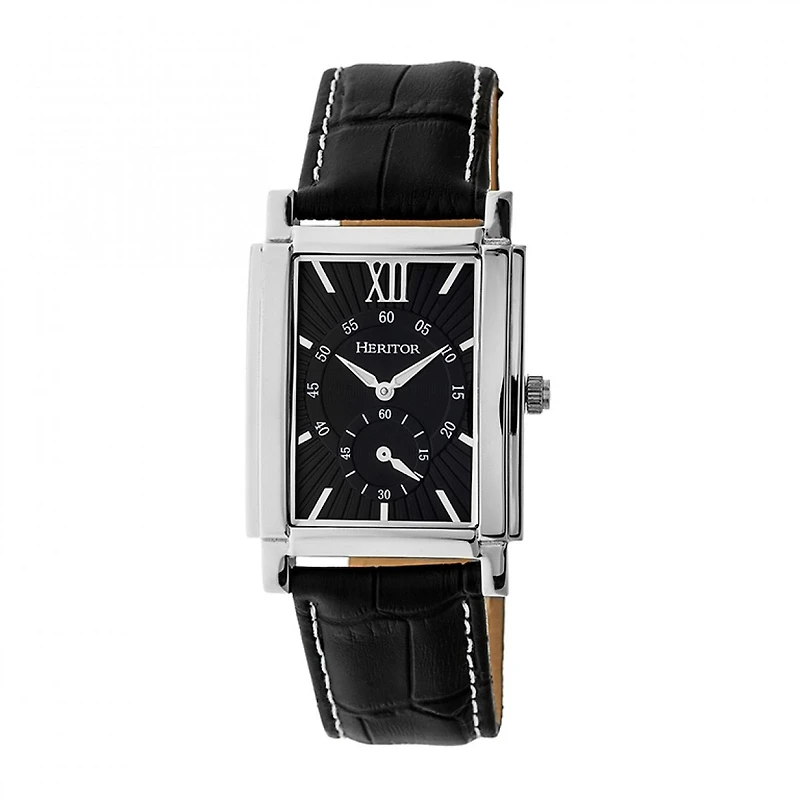 Heritor Automatic Frederick Mens Automatic Black Leather Strap Watch Herhr6102