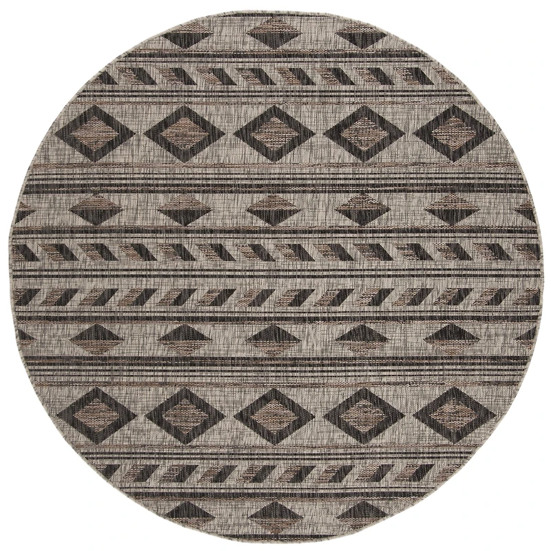 Safavieh Courtyard Collection Luana Geometric Indoor/Outdoor Round Area Rug