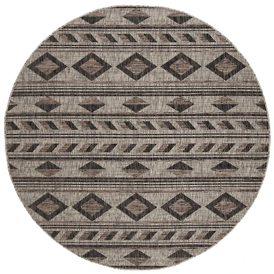 Safavieh Courtyard Collection Luana Geometric Indoor/Outdoor Round Area Rug