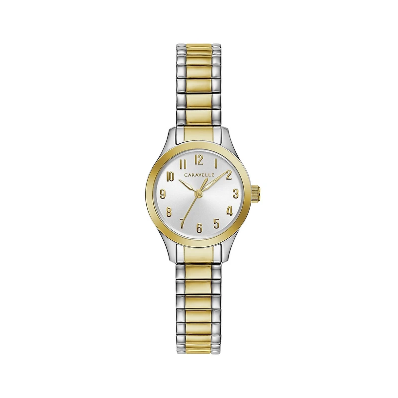 Caravelle Designed By Bulova Womens Two Tone Stainless Steel Bracelet Watch 45l177
