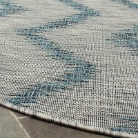 Safavieh Courtyard Collection Lexine Chevron Indoor/Outdoor Round Area Rug
