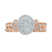 Womens 1/ CT. T.W. Natural White Diamond 10K Gold Oval Bridal Set