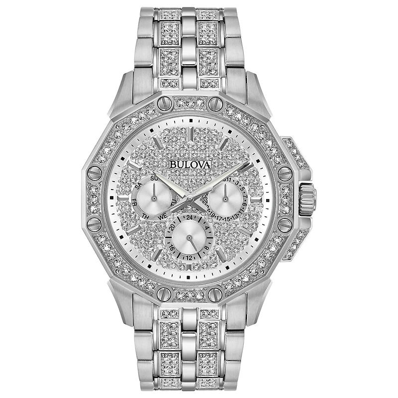 Bulova Octava Mens Silver Tone Stainless Steel Bracelet Watch 96c134