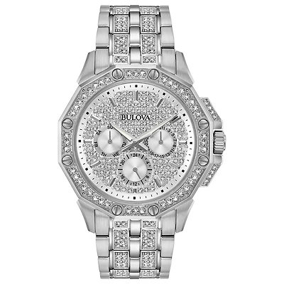 Bulova Octava Mens Silver Tone Stainless Steel Bracelet Watch 96c134