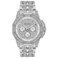 Bulova Octava Mens Silver Tone Stainless Steel Bracelet Watch 96c134