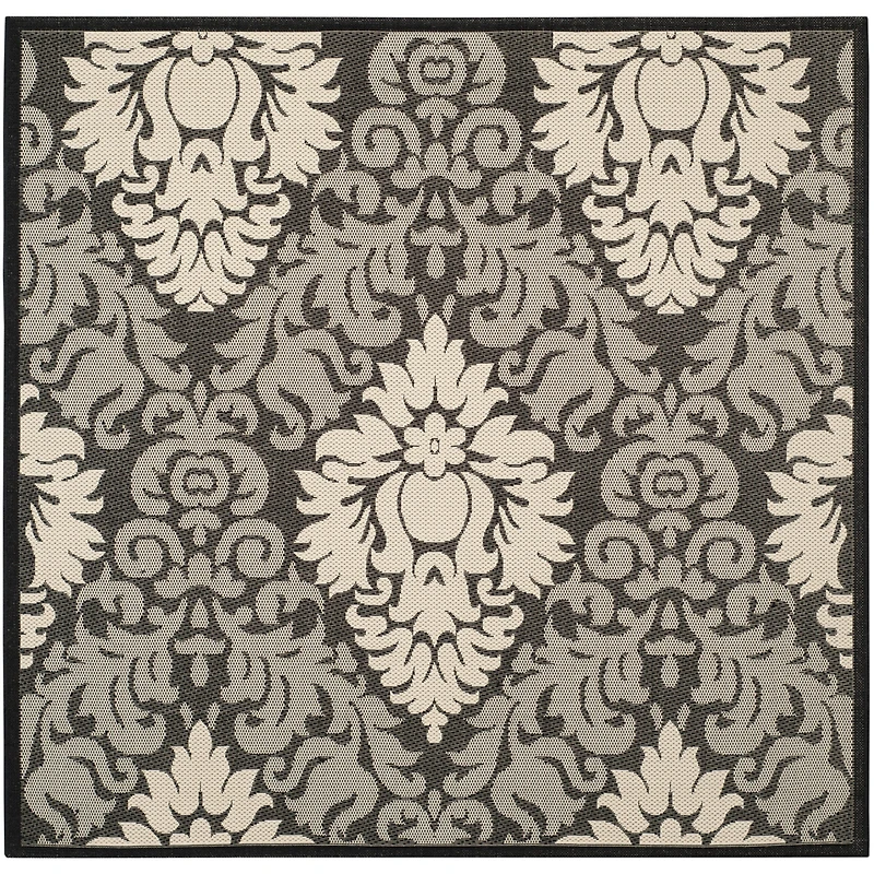 Safavieh Courtyard Collection Louise Damask Indoor/Outdoor Square Area Rug