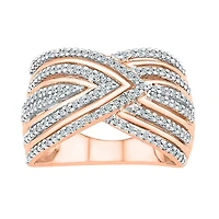 Womens 14MM 1/2 CT. T.W. Natural White Diamond 14K Rose Gold Over Silver Band