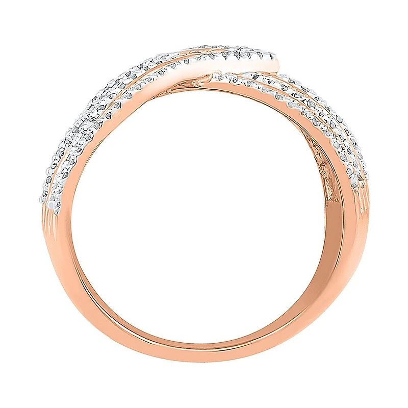 Womens 14MM 1/2 CT. T.W. Natural White Diamond 14K Rose Gold Over Silver Band