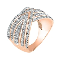 Womens 14MM 1/2 CT. T.W. Natural White Diamond 14K Rose Gold Over Silver Band