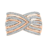 Womens 14MM 1/2 CT. T.W. Natural White Diamond 14K Rose Gold Over Silver Band