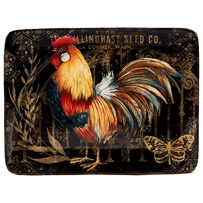 Certified International Gilded Rooster Ceramic Serving Platter