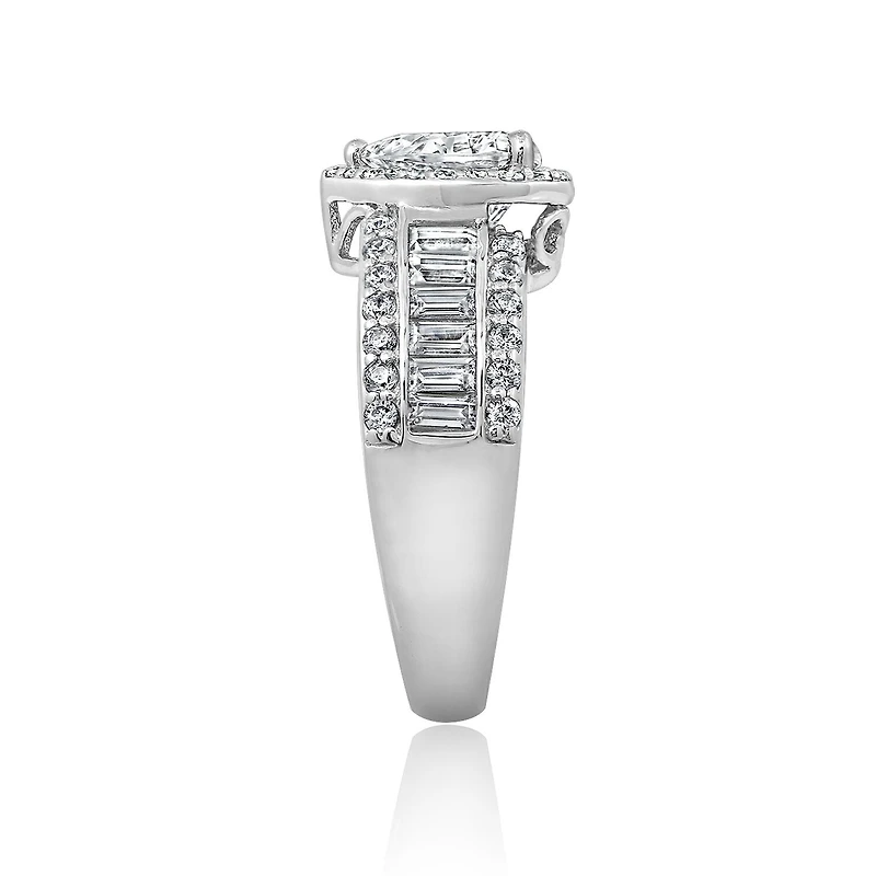 DiamonArt® Womens White Cubic Zirconia Sterling Silver Engagement Ring