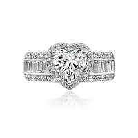 DiamonArt® Womens White Cubic Zirconia Sterling Silver Engagement Ring