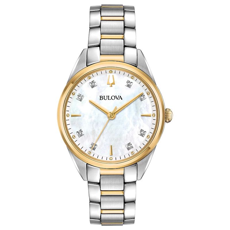 Bulova Sutton Womens Two Tone Stainless Steel Bracelet Watch 98p184
