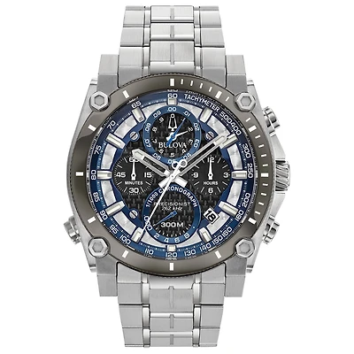 Bulova Precisionist Mens Silver Tone Stainless Steel Bracelet Watch 98b316