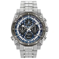 Bulova Precisionist Mens Silver Tone Stainless Steel Bracelet Watch 98b316