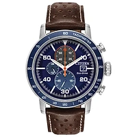 Citizen Brycen Mens Chronograph Brown Leather Strap Watch Ca0648-09l