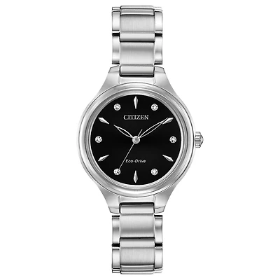 Citizen Corso Womens Diamond Accent Silver Tone Stainless Steel Bracelet Watch Fe2100-51e