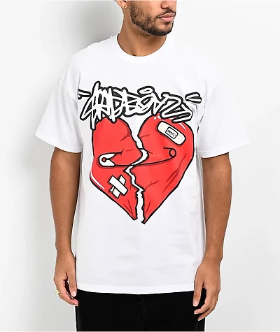$AD BOYZ  by Junior H Broken Heart White T-Shirt