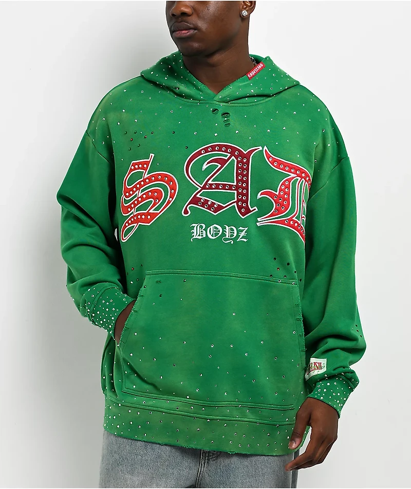 $AD BOYZ x Embellish Old English Green Hoodie